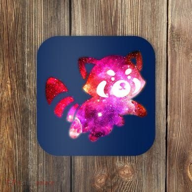 Funny Cute Space Galaxy Red Panda Coaster