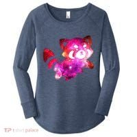 Funny Cute Space Galaxy Red Panda Women's Perfect Tri Tunic Long Sleeve Shirt thumb 0