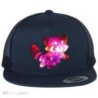 Funny Cute Space Galaxy Red Panda Flat Bill Trucker Hat thumb 0