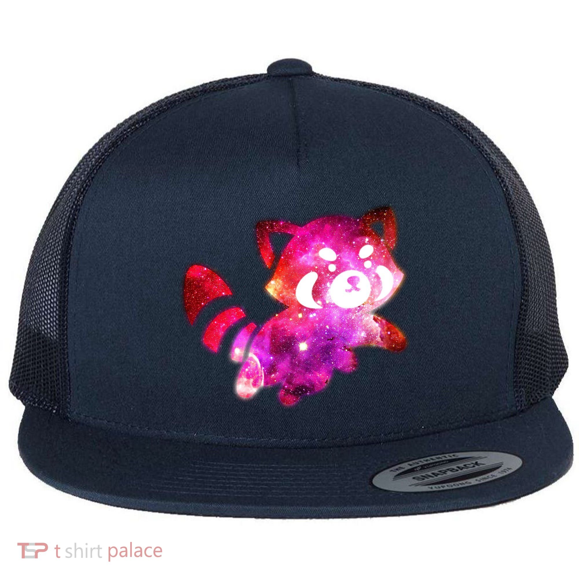 Funny Cute Space Galaxy Red Panda Flat Bill Trucker Hat