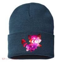 Funny Cute Space Galaxy Red Panda Sustainable Knit Beanie thumb 0