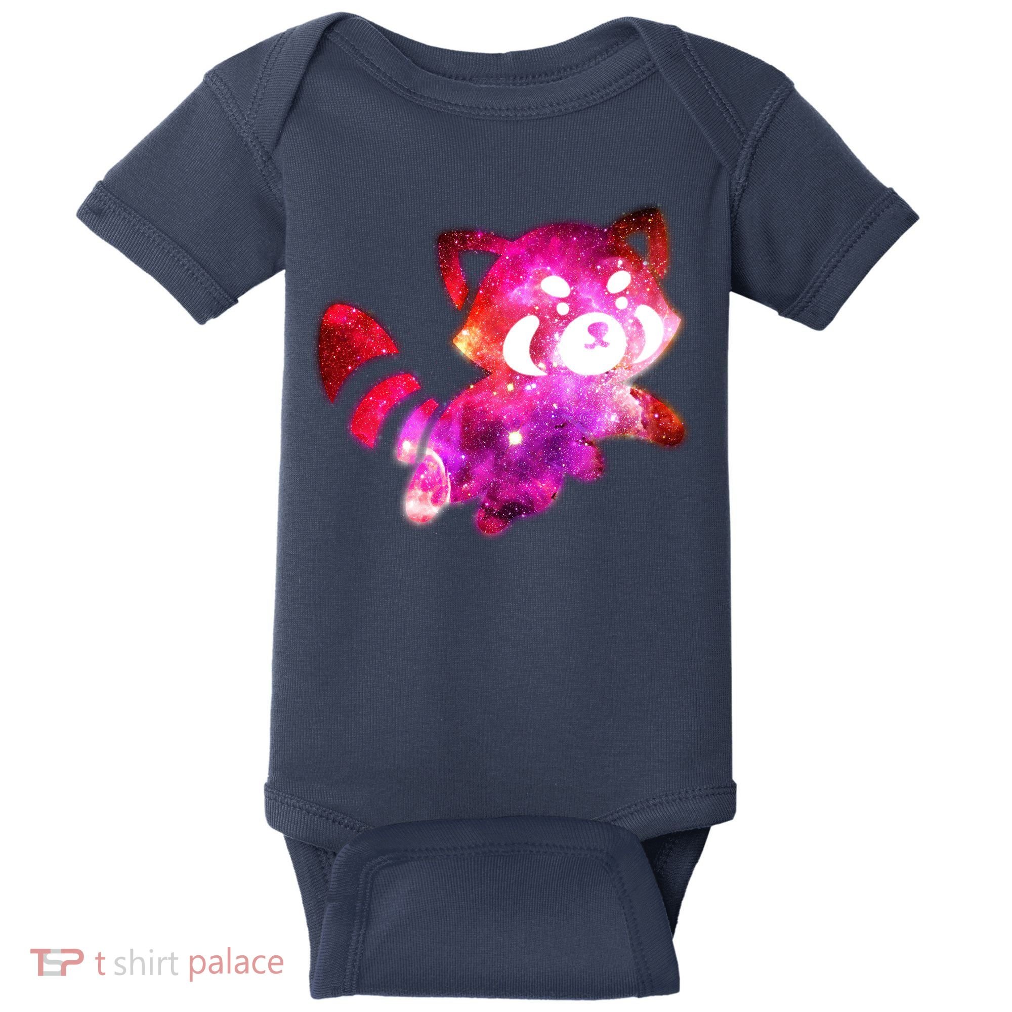 Funny Cute Space Galaxy Red Panda Baby Bodysuit