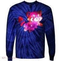 Funny Cute Space Galaxy Red Panda Tie-Dye Long Sleeve Shirt thumb 0