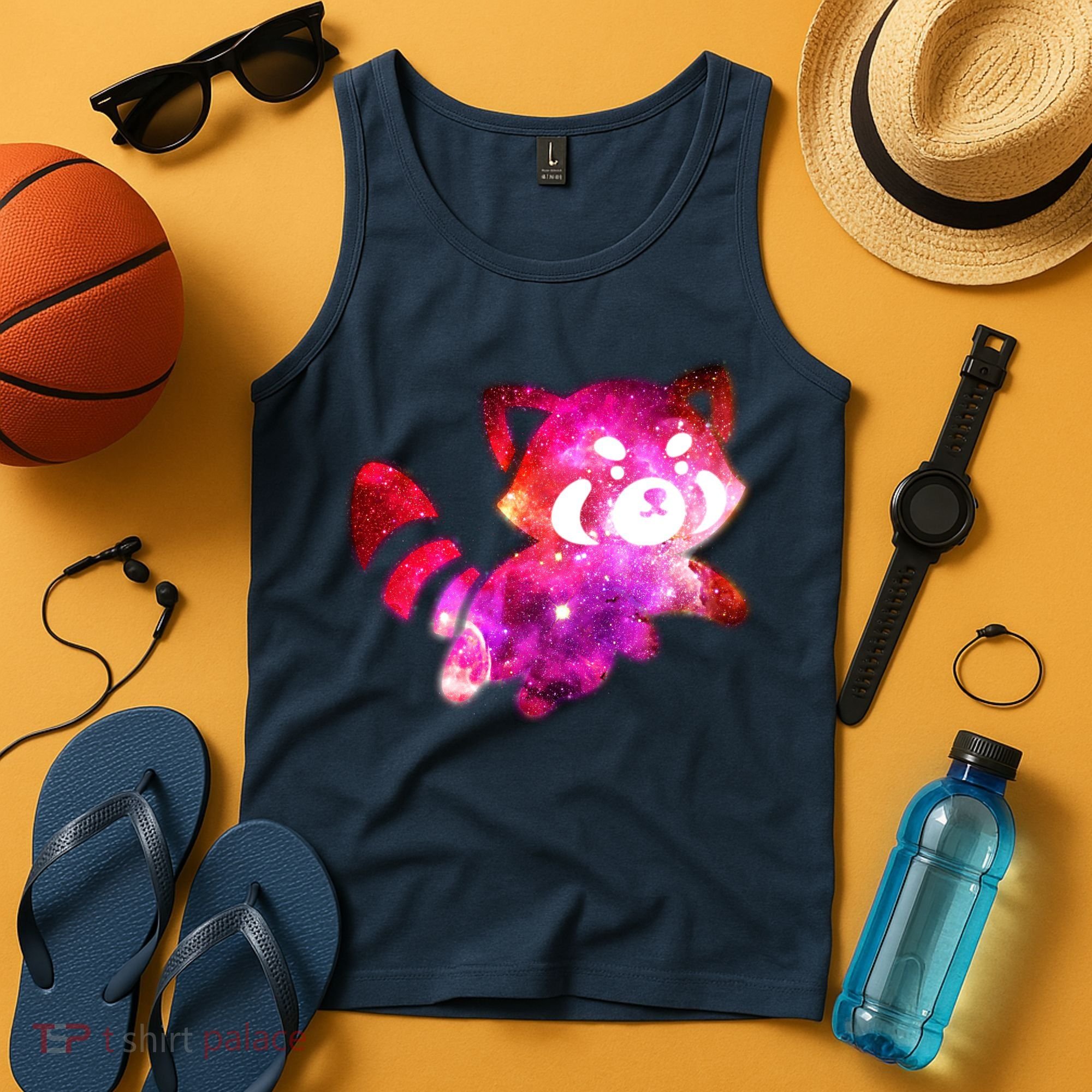Funny Cute Space Galaxy Red Panda Tank Top