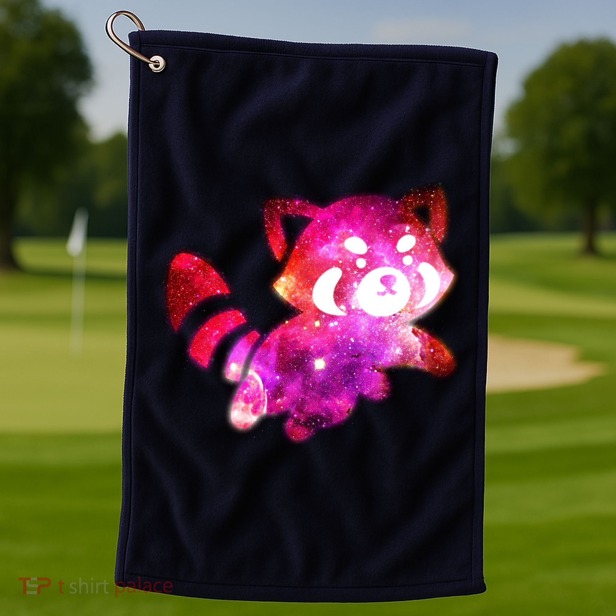 Funny Cute Space Galaxy Red Panda Golf Towel