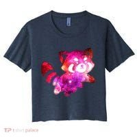 Funny Cute Space Galaxy Red Panda Women's Crop Top Tee thumb 0