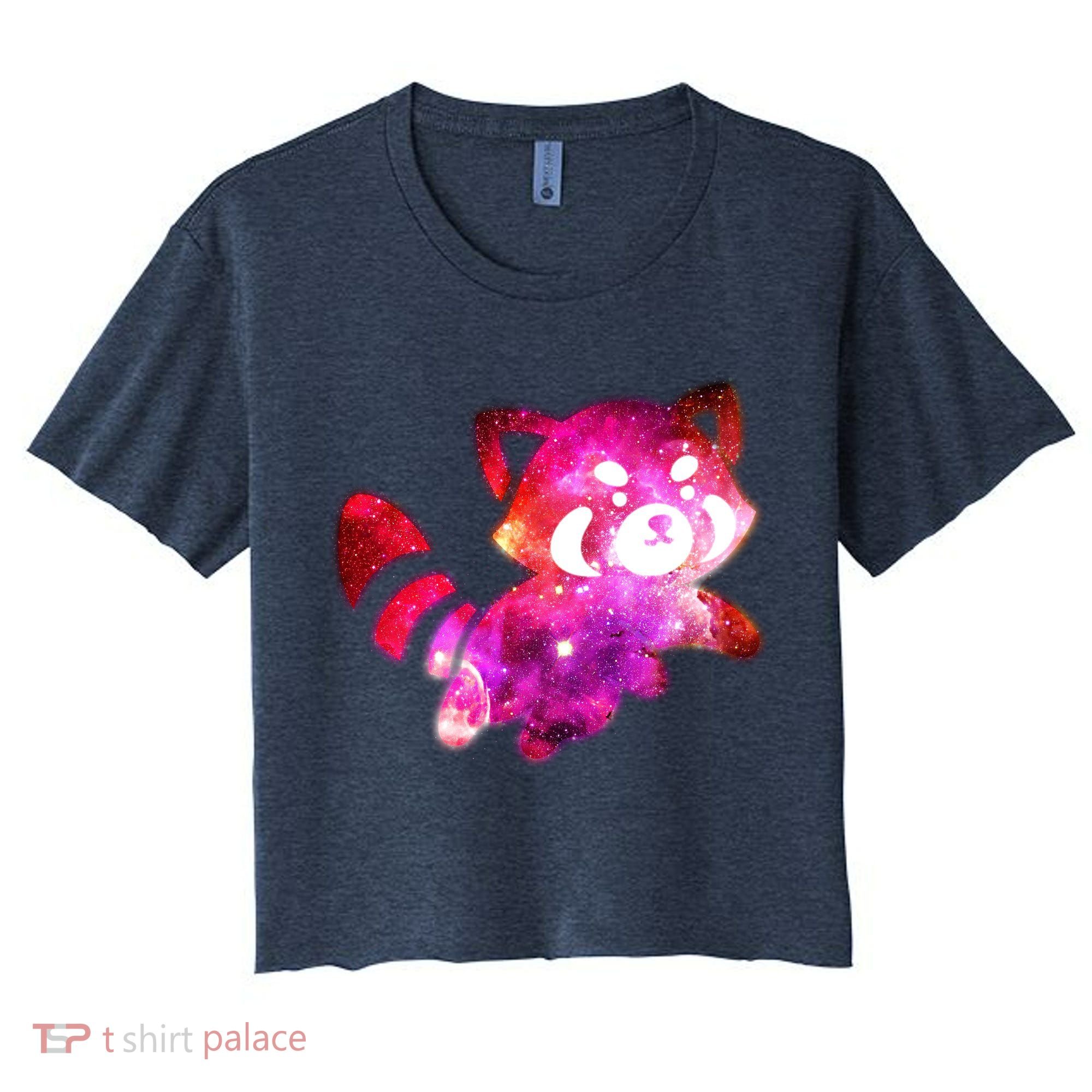 Funny Cute Space Galaxy Red Panda Women's Crop Top Tee