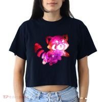Funny Cute Space Galaxy Red Panda Women's Crop Top Tee thumb 2