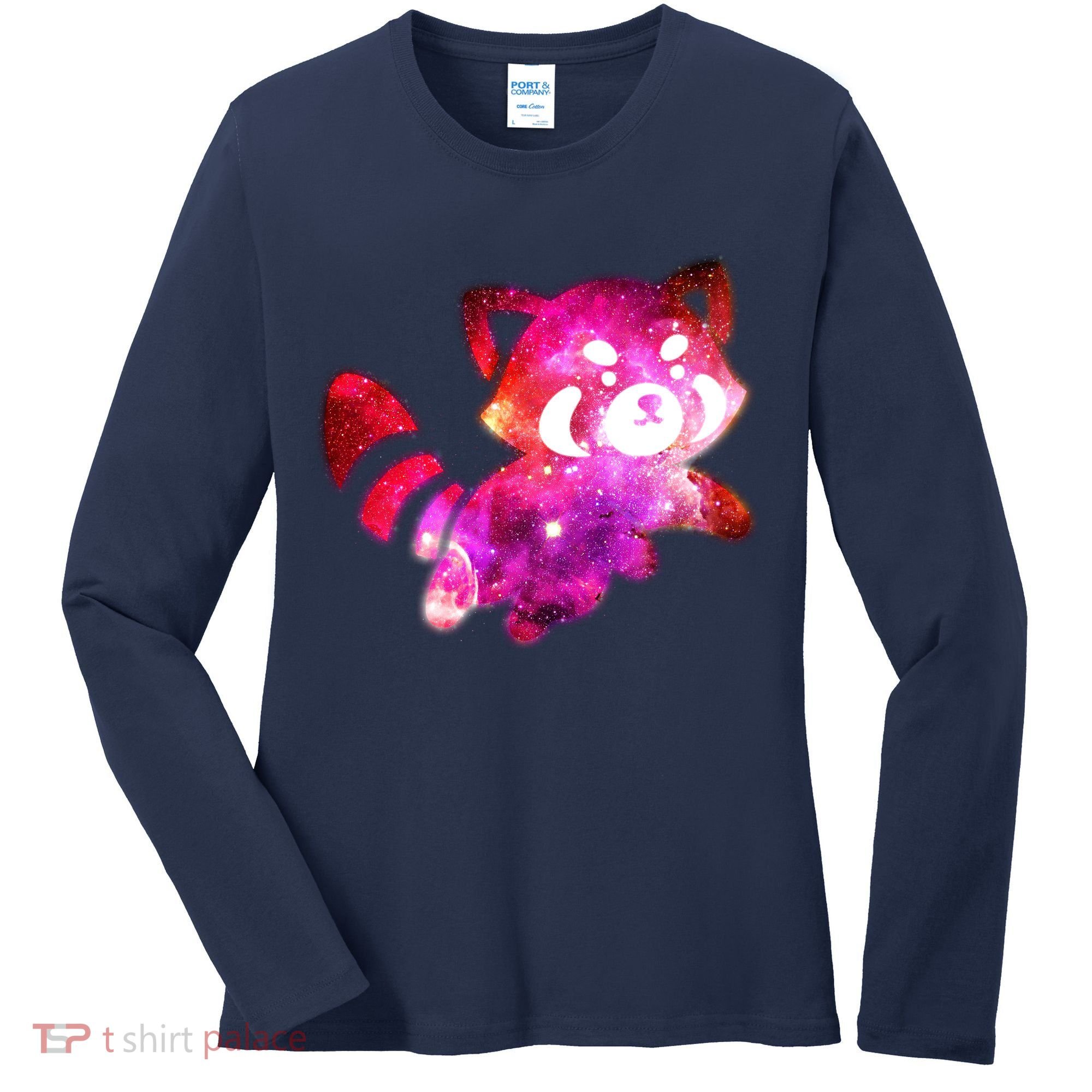 Funny Cute Space Galaxy Red Panda Women's Long Sleeve Shirt