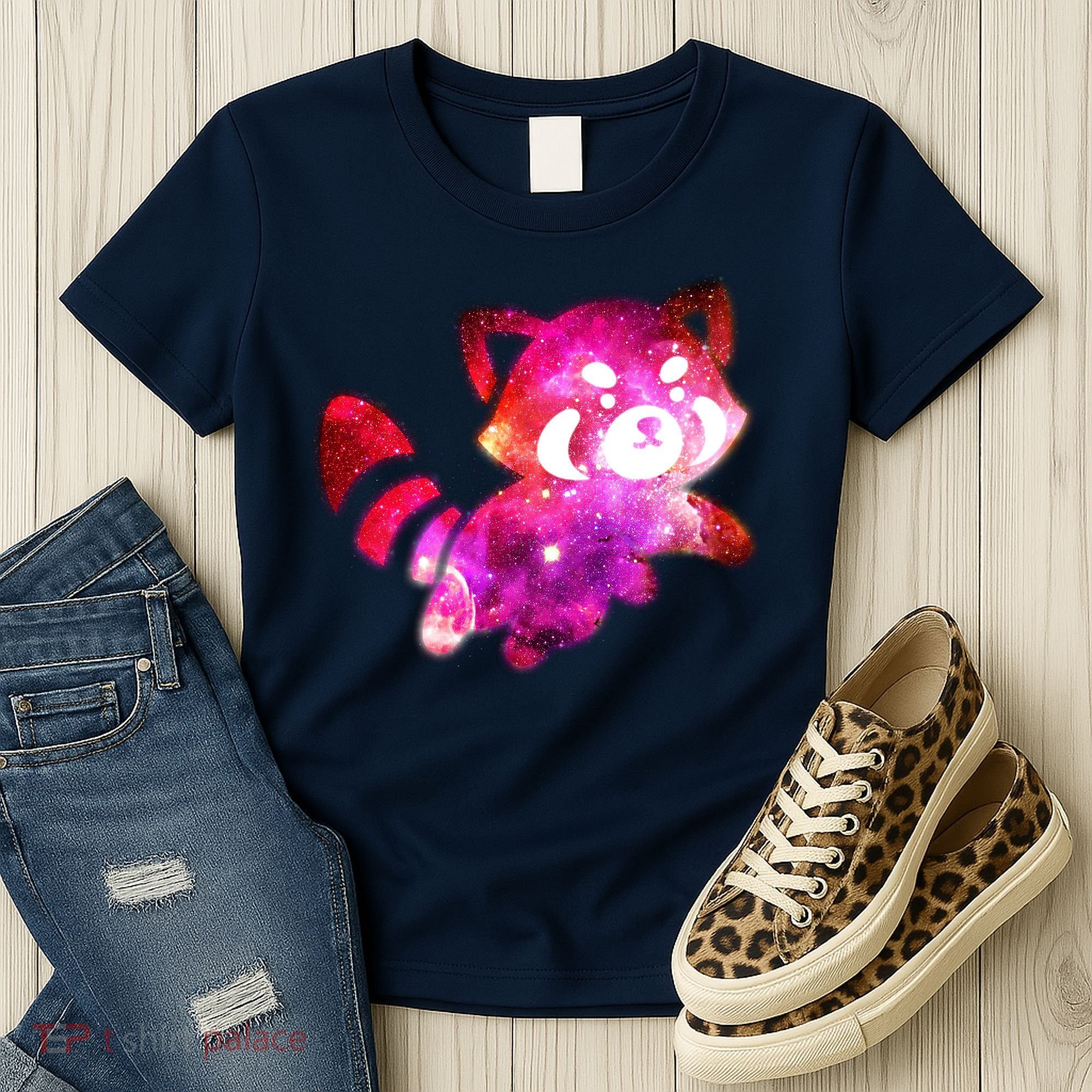 Funny Cute Space Galaxy Red Panda Women's T-Shirt