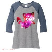Funny Cute Space Galaxy Red Panda Women's Tri-Blend 3/4-Sleeve Raglan Shirt thumb 0