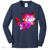 Funny Cute Space Galaxy Red Panda Kids Long Sleeve Shirt thumb 0