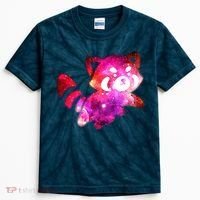 Funny Cute Space Galaxy Red Panda Kids Tie-Dye T-Shirt thumb 0