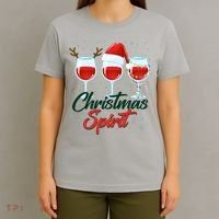 Funny Christmas Spirit Wine Lover T-Shirt thumb 4