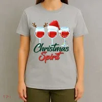 Funny Christmas Spirit Wine Lover T-Shirt thumb 4