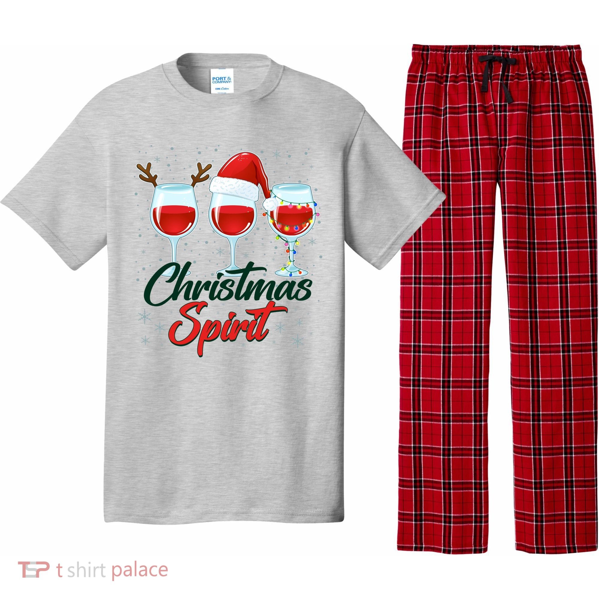 Funny Christmas Spirit Wine Lover Pajama Set