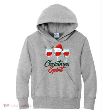 Funny Christmas Spirit Wine Lover Kids Hoodie