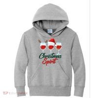 Funny Christmas Spirit Wine Lover Kids Hoodie thumb 0
