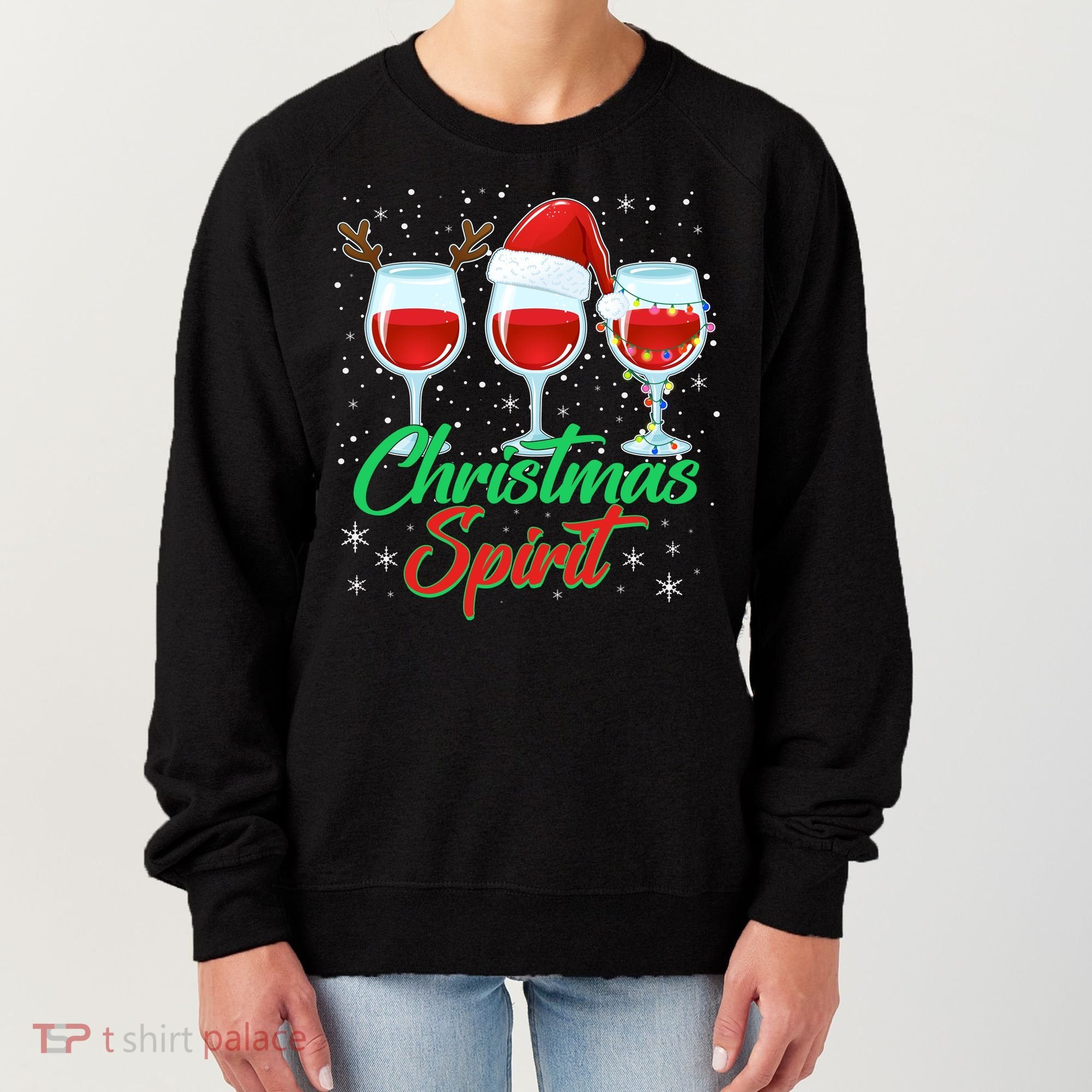 Funny Christmas Spirit Wine Lover Women's Sweatshirt