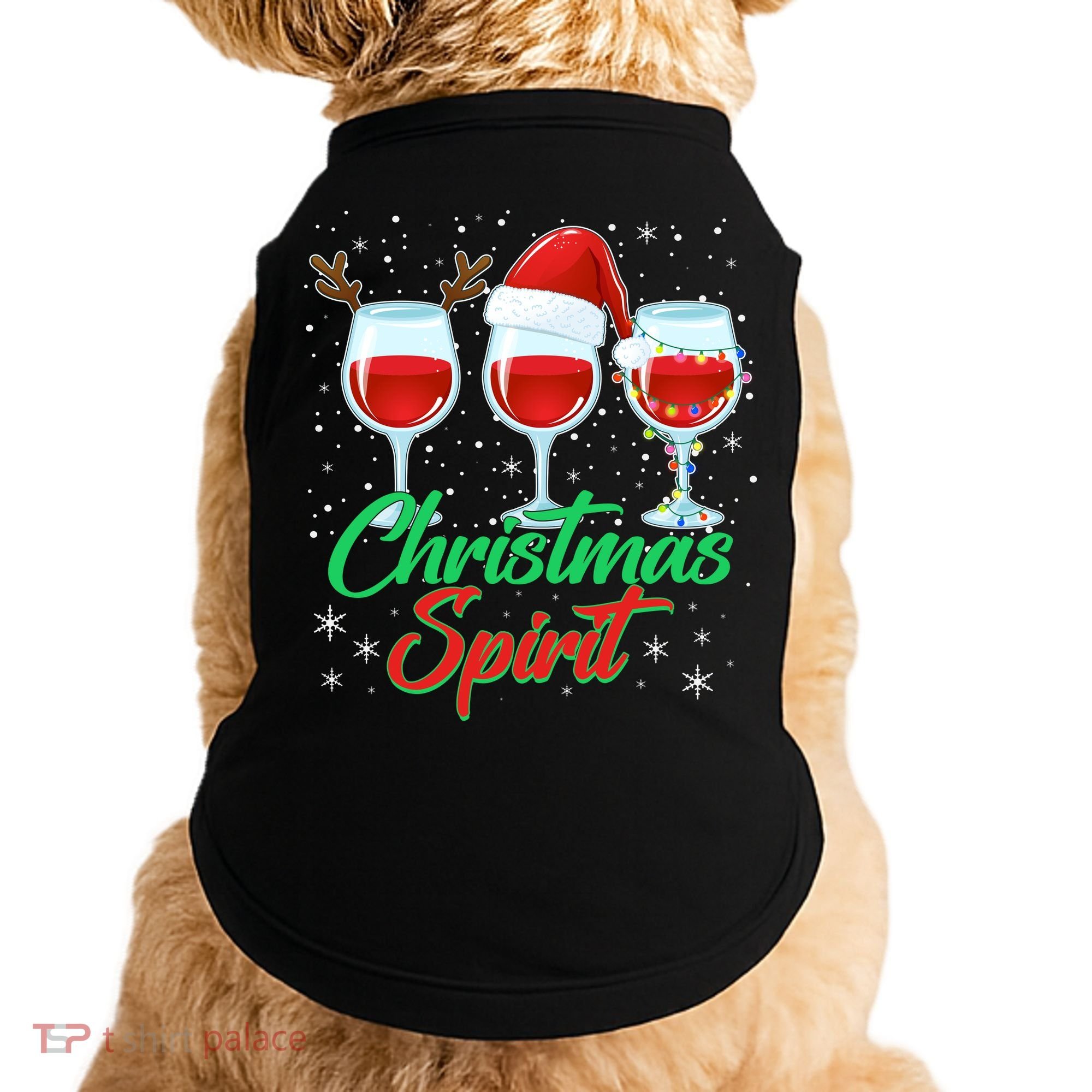 Funny Christmas Spirit Wine Lover Doggie Tank