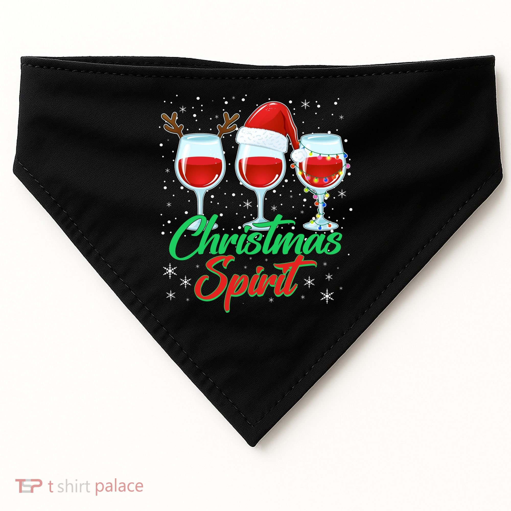 Funny Christmas Spirit Wine Lover USA-Made Doggie Bandana