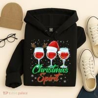Funny Christmas Spirit Wine Lover Hoodie thumb 4