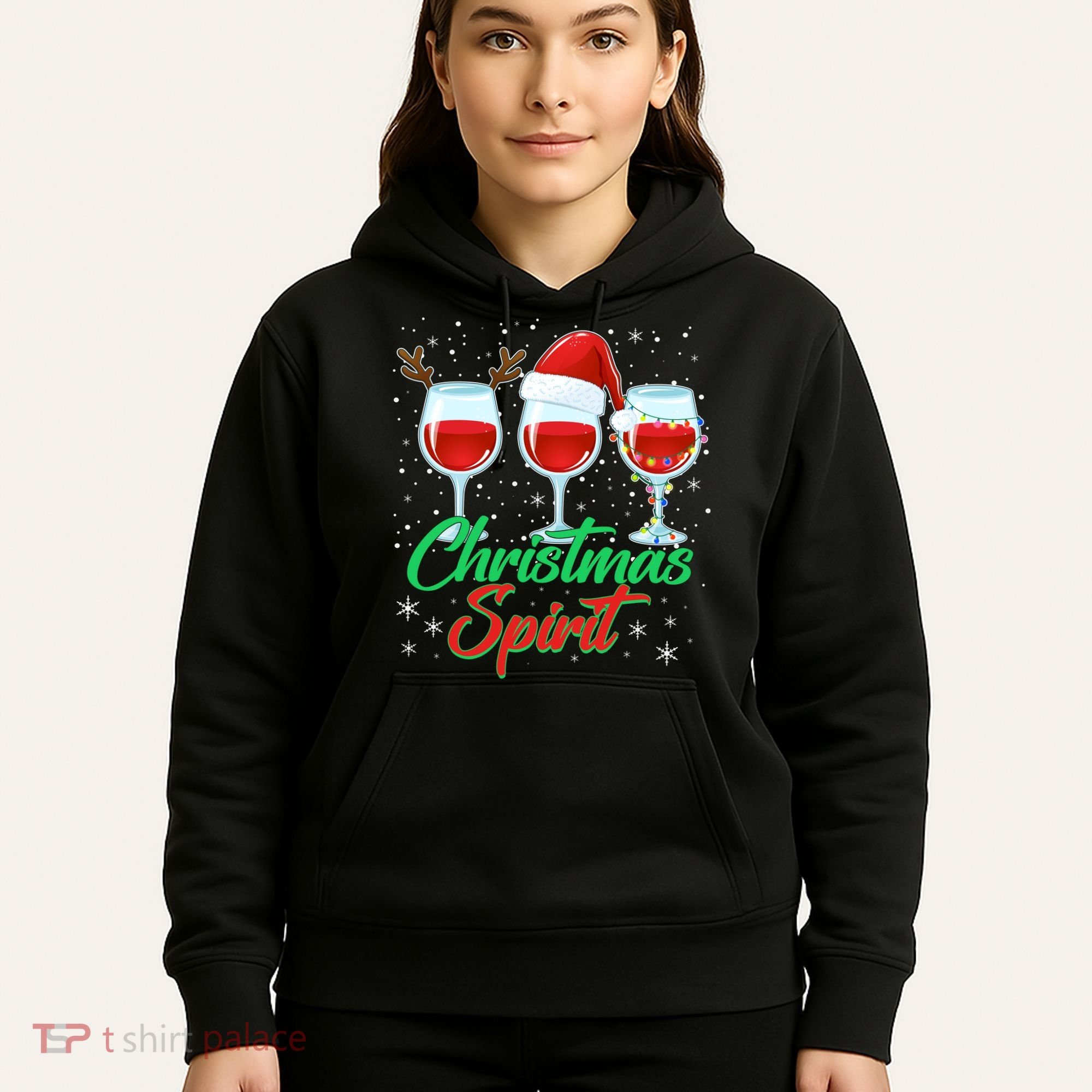 Funny Christmas Spirit Wine Lover Hoodie