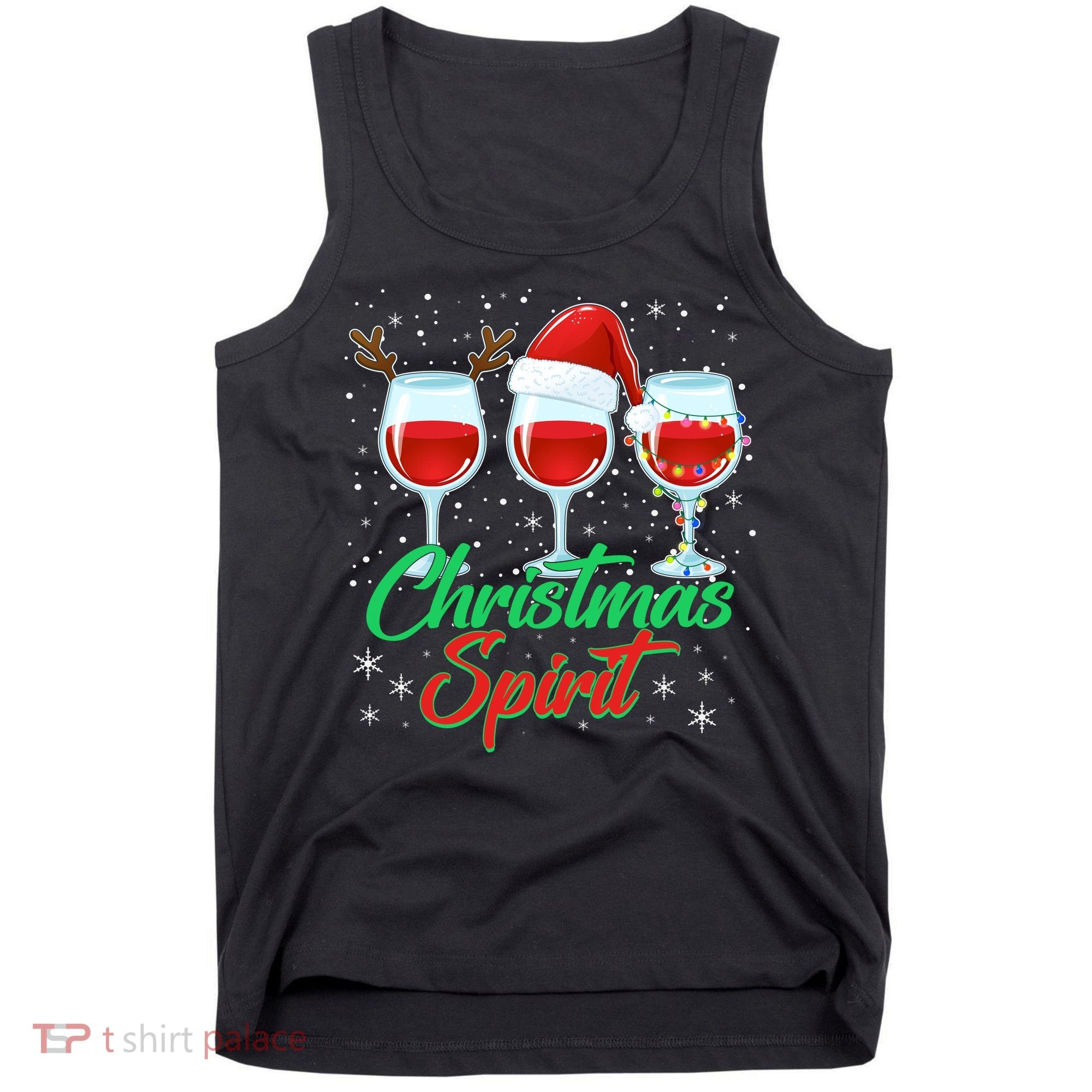 Funny Christmas Spirit Wine Lover Tank Top