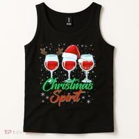 Funny Christmas Spirit Wine Lover Tank Top thumb 2