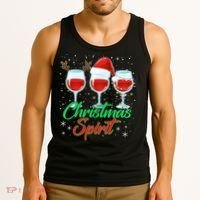 Funny Christmas Spirit Wine Lover Tank Top thumb 3