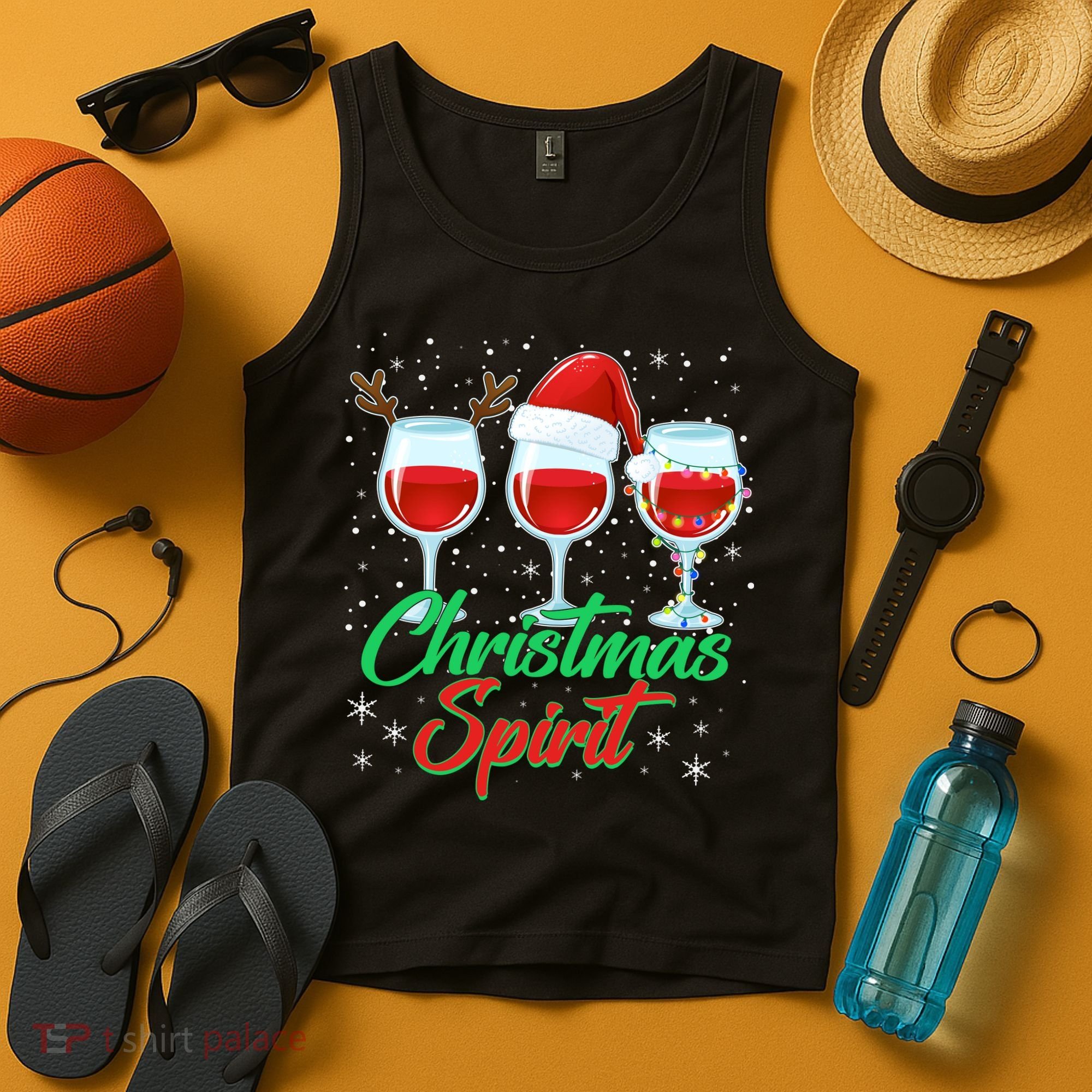 Funny Christmas Spirit Wine Lover Tank Top