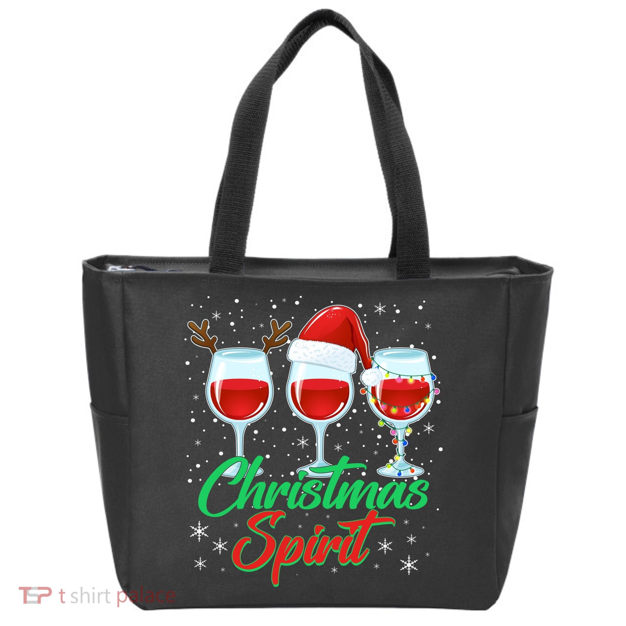 Funny Christmas Spirit Wine Lover Tote Bag