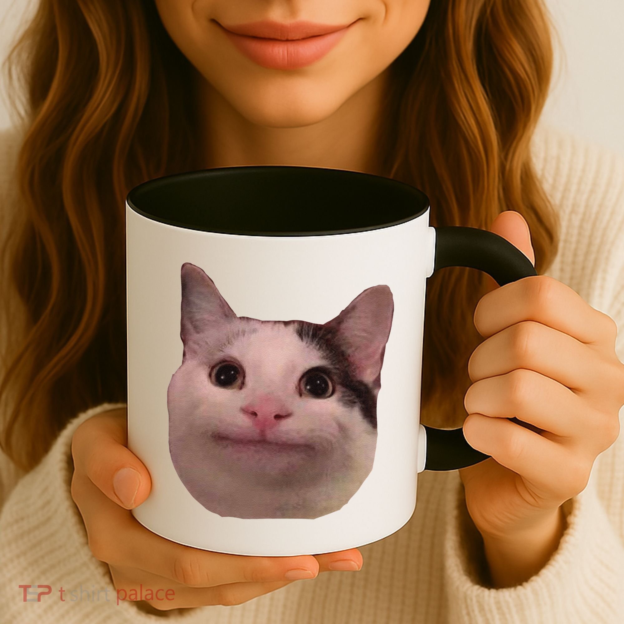Funny Cat Smiling Cat Beluga Coffee Mug