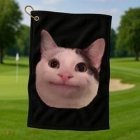 Funny Cat Smiling Cat Beluga Golf Towel thumb 1