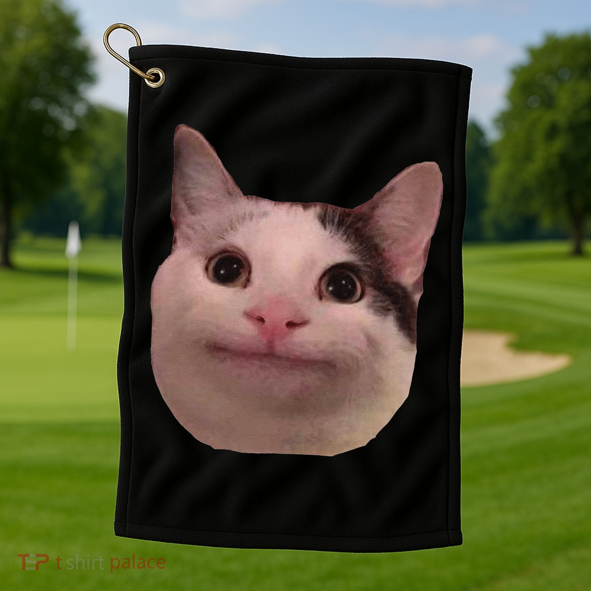 Funny Cat Smiling Cat Beluga Golf Towel