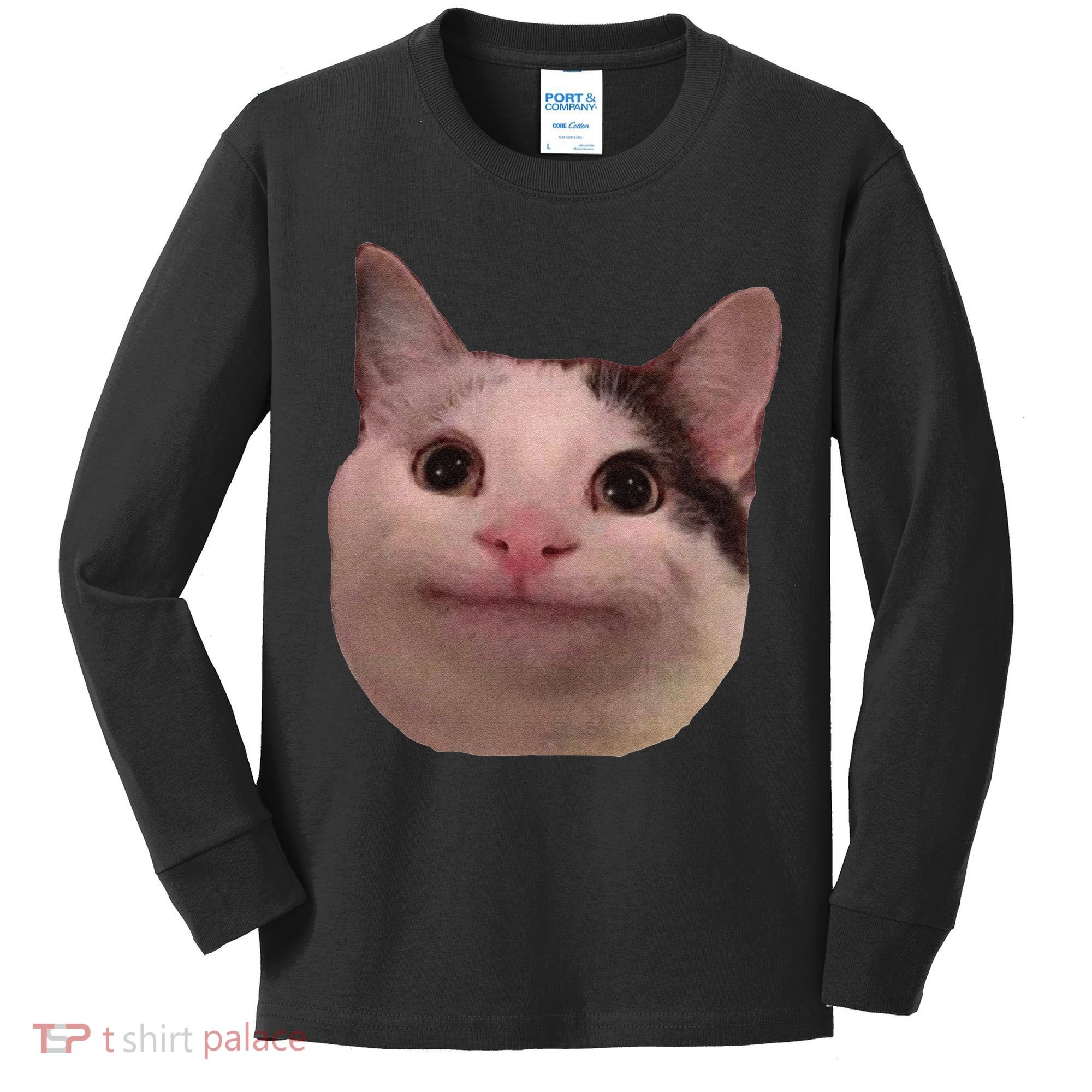 Funny Cat Smiling Cat Beluga Kids Long Sleeve Shirt