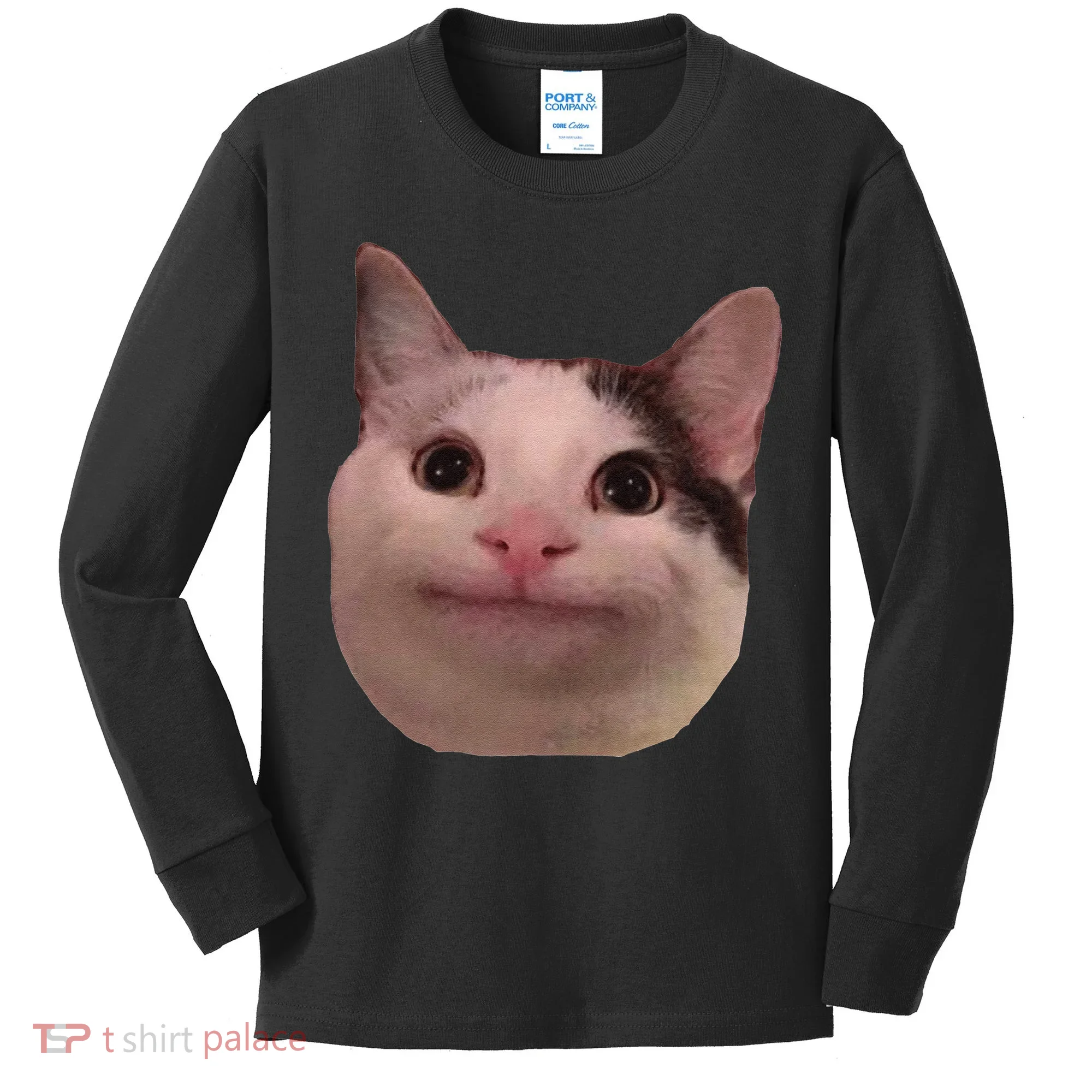 Funny Cat Smiling Cat Beluga Kids Long Sleeve Shirt