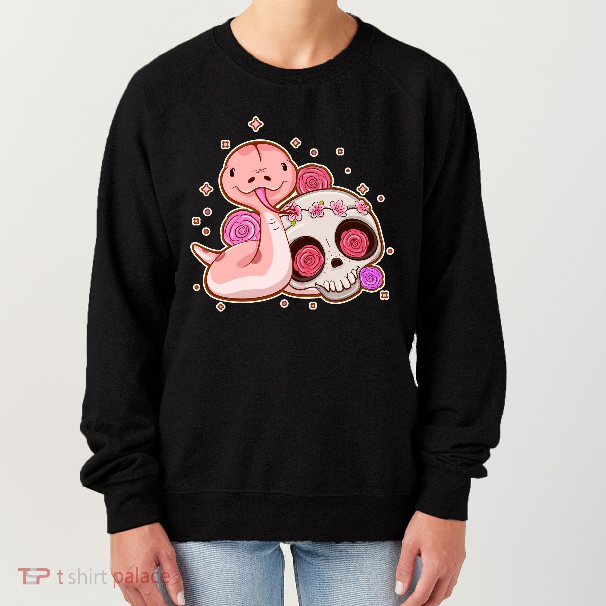 Funny Cute Snake and Flower Skull Women's Sweatshirt