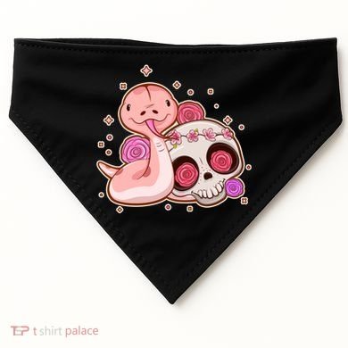 Funny Cute Snake and Flower Skull USA-Made Doggie Bandana