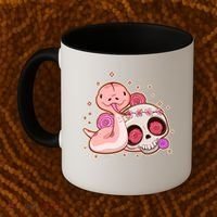 Funny Cute Snake and Flower Skull Coffee Mug thumb 2