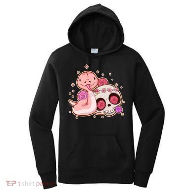 Funny Cute Snake and Flower Skull Women's Hoodie