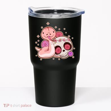 Funny Cute Snake and Flower Skull Tumbler