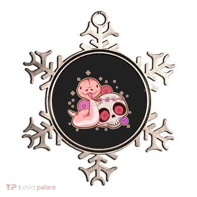 Funny Cute Snake and Flower Skull Ornament