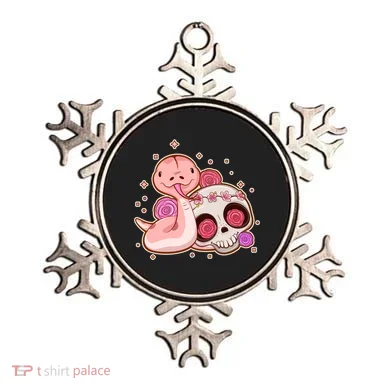 Funny Cute Snake and Flower Skull Ornament