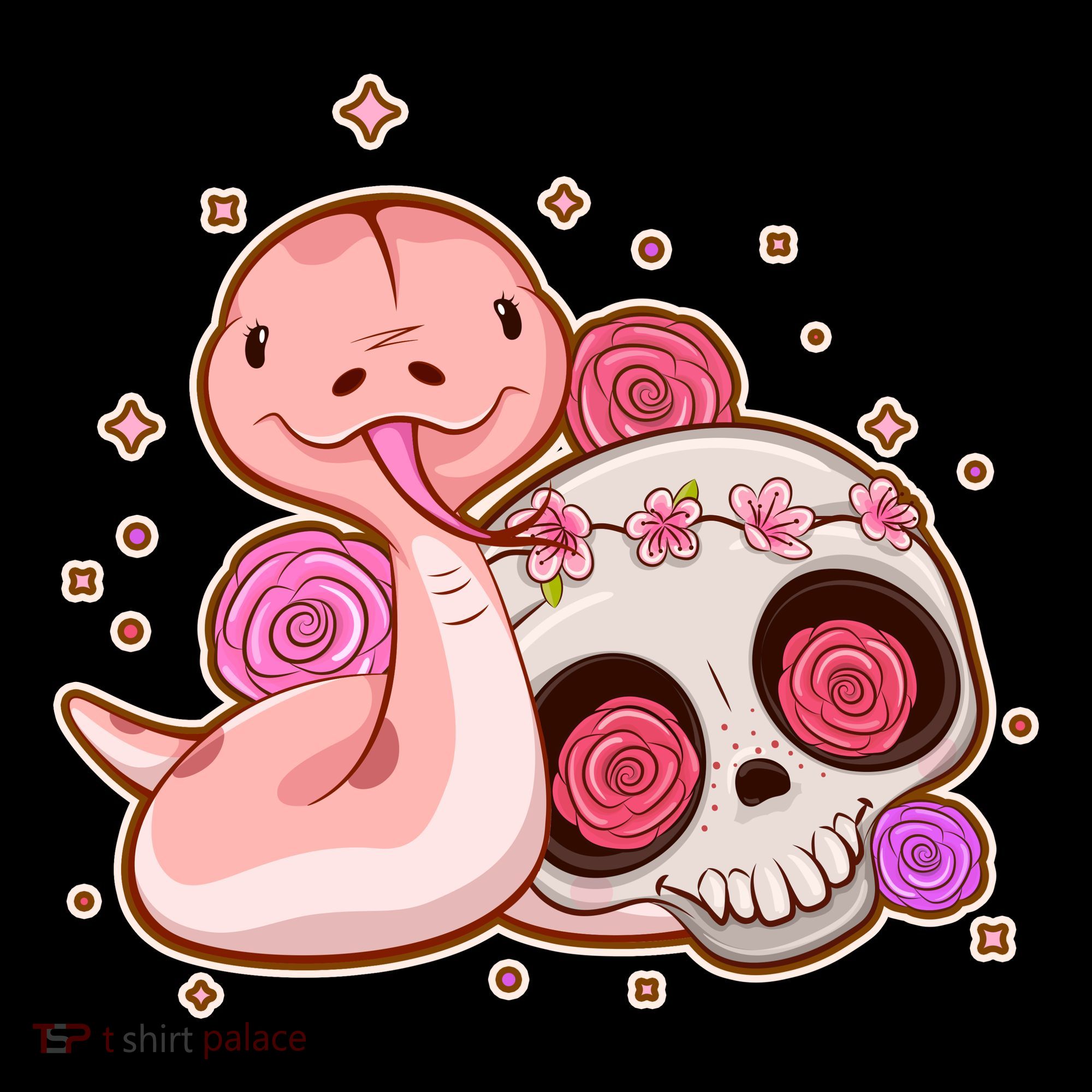Funny Cute Snake and Flower Skull Ornament