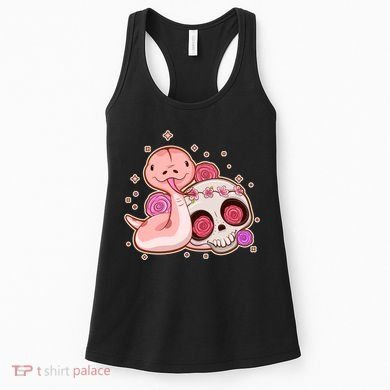 Funny Cute Snake and Flower Skull Women's Tank Top