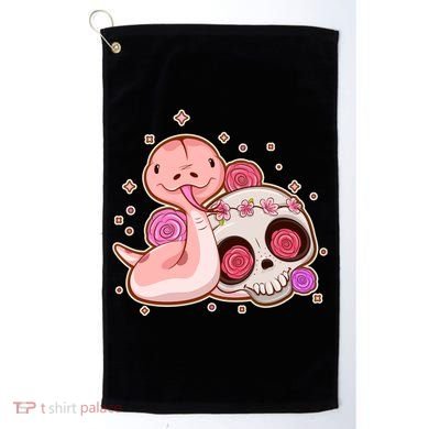 Funny Cute Snake and Flower Skull Golf Towel