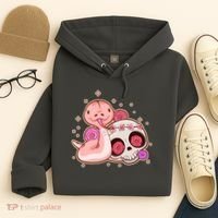 Funny Cute Snake and Flower Skull Hoodie thumb 4