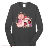 Funny Cute Snake and Flower Skull Long Sleeve Shirt thumb 0