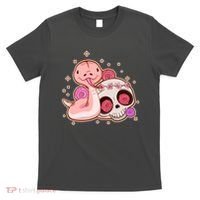 Funny Cute Snake and Flower Skull T-Shirt thumb 0